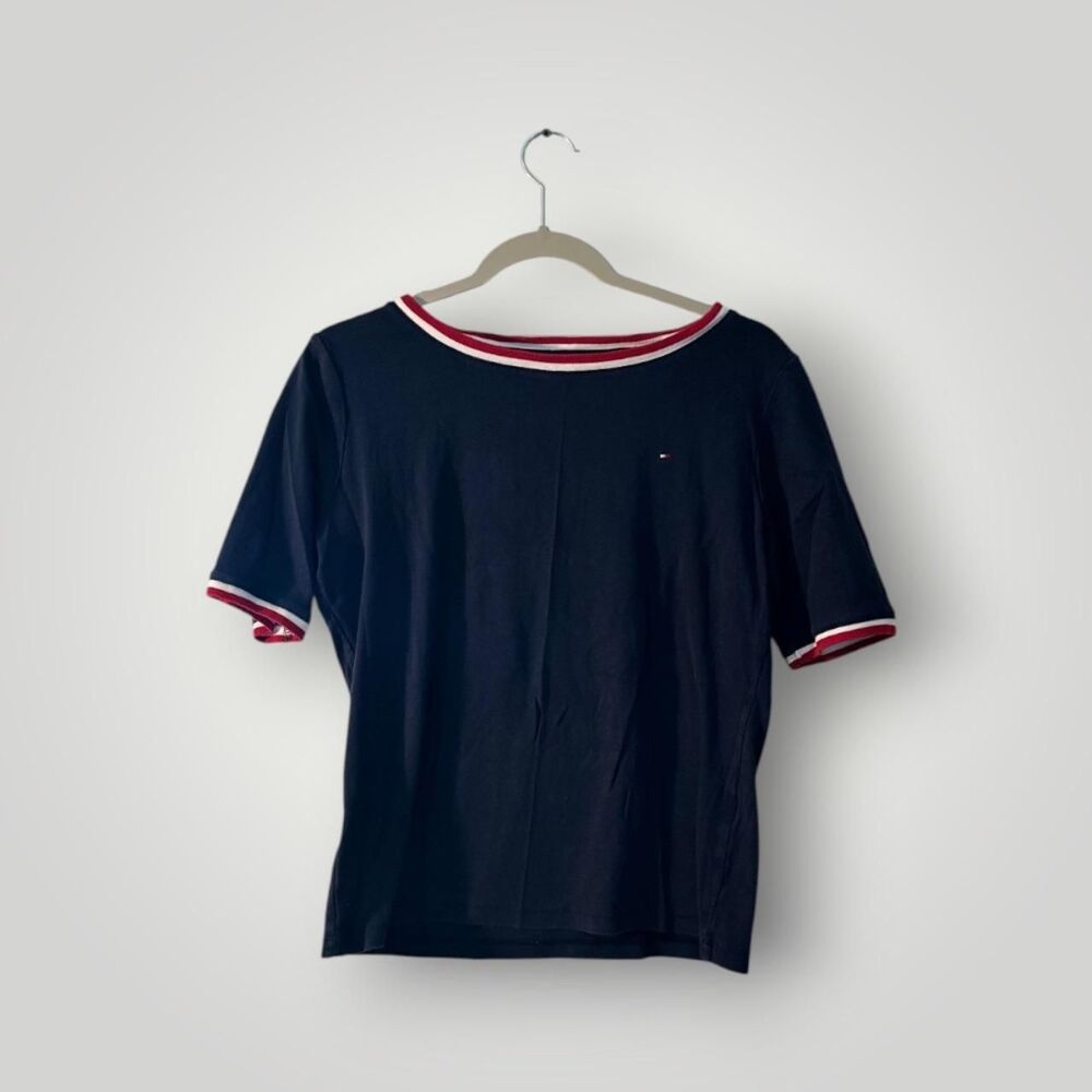 Tommy-hilfiger Women's Navy and Black T-shirt